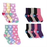 12 Assorted Girls Socks Various Designs Soft High Quality 