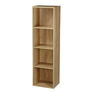 4 Tier Storage Shelf Wooden Shelving Bookcase Unit Oak