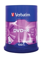 Verbatim 43551 4.7GB 16x DVD+R Matt Silver - 100 Pack Spindle Blank DVDs