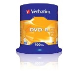 100x Verbatim DVD-R Matt Silver Discs 4.7GB - 16x Speed - 120min - SPINDLE PACK